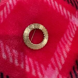 Gold Textured Circular Brooch
